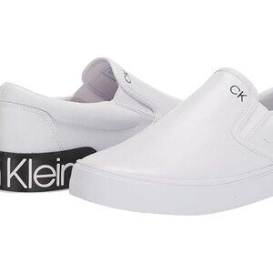 NEW Calvin Klein RYOR Mens Sneaker, White Tumbled Leather, Size 9